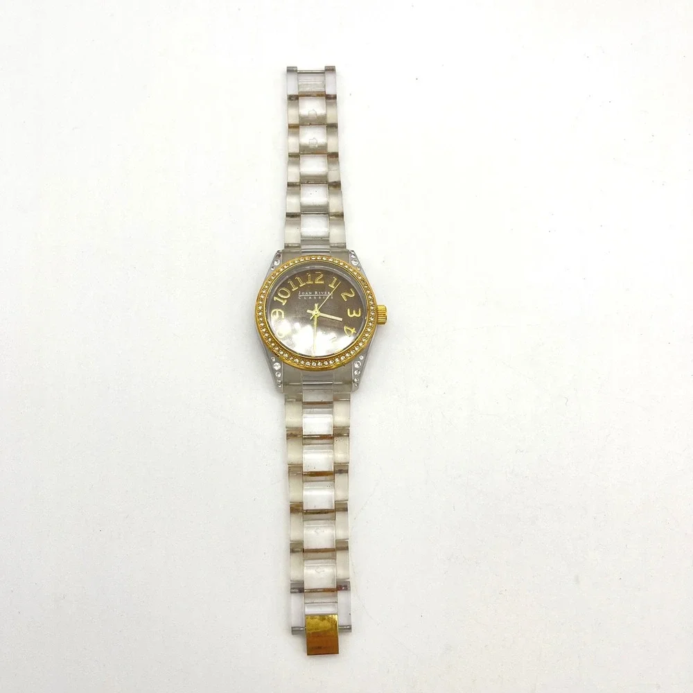 Joan Rivers Classics Women's Gold Tone Rhinestone‎ Bezel Quartz Watch READ!